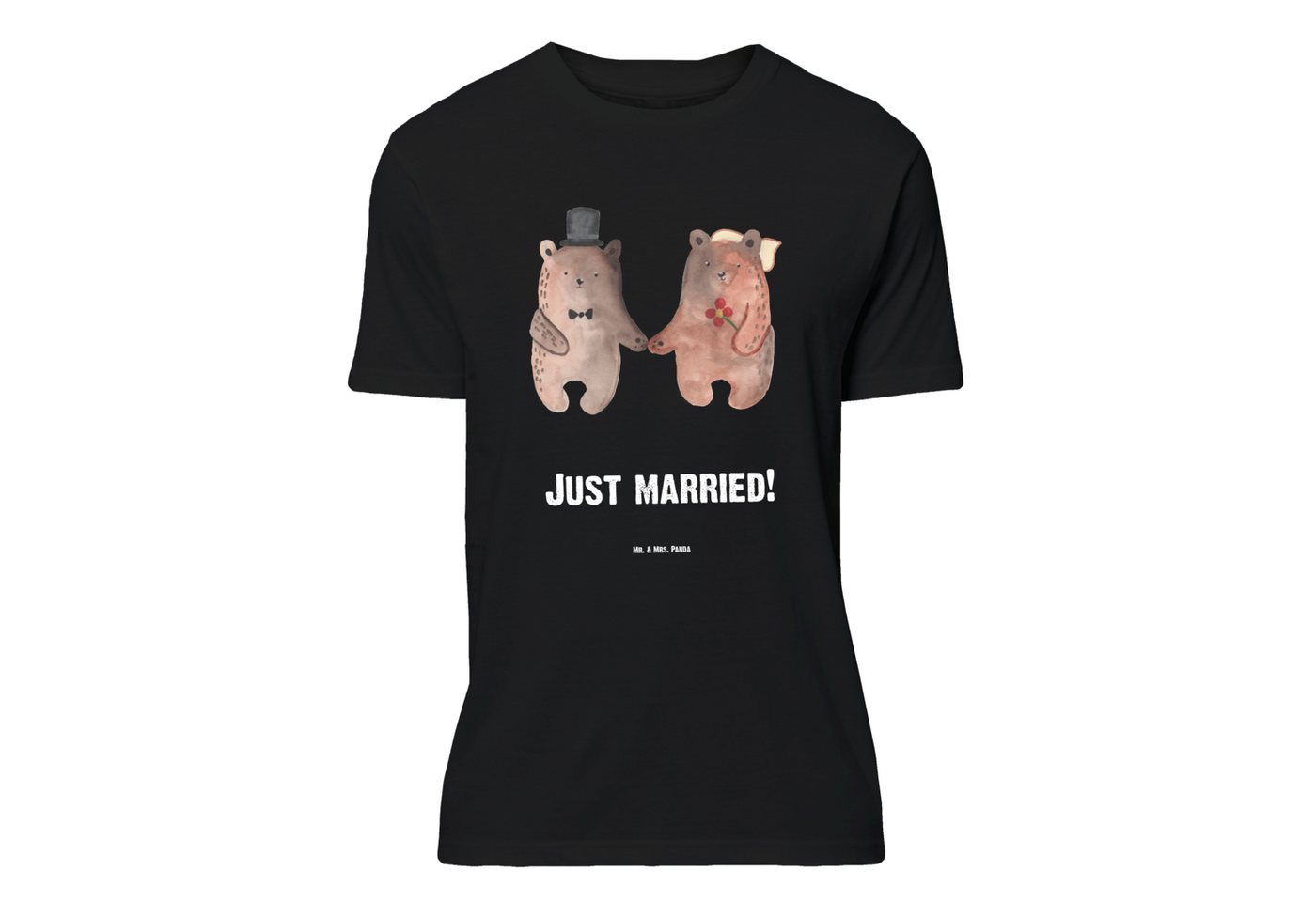 Mr. & Mrs. Panda T-Shirt Bär Heirat - Schwarz - Geschenk, Frauen, Teddybär, Nachthemd, Teddy, (1-tlg) von Mr. & Mrs. Panda