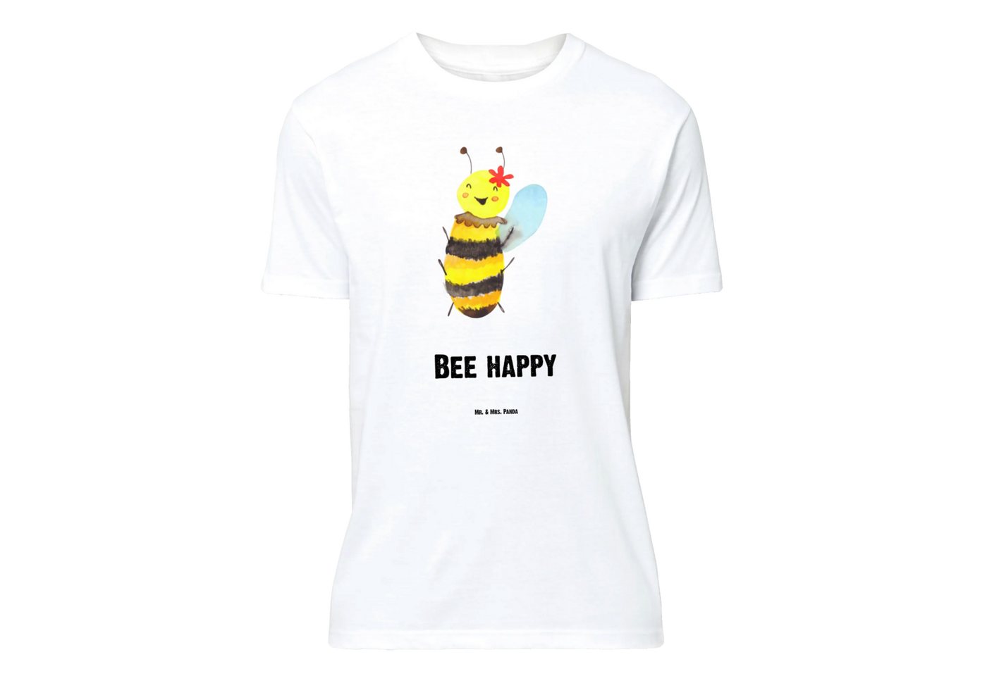 Mr. & Mrs. Panda T-Shirt Biene Happy - Weiß - Geschenk, Party, Hummel, T-Shirt, Männer, Damen, (Packung, 1-tlg., Größe L T-Shirt Biene Happy) von Mr. & Mrs. Panda