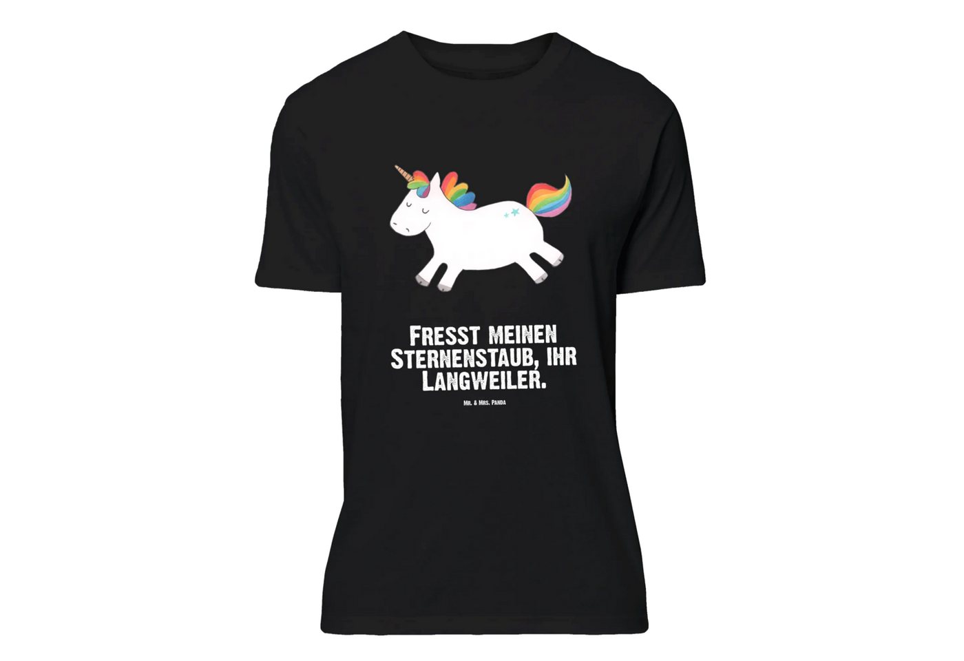 Mr. & Mrs. Panda T-Shirt Einhorn Happy - Schwarz - Geschenk, Männer, Sprüche, Einhörner, T-Shi (Packung, 1-tlg., Größe L T-Shirt Einhorn Happy) von Mr. & Mrs. Panda