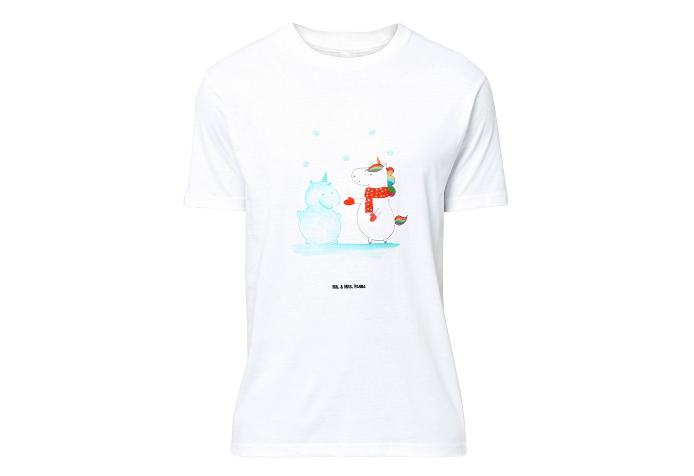 Mr. & Mrs. Panda T-Shirt Einhorn Schneemann, Größe XL T-Shirt, Weiß, Shirt, Damen, Unicorn, Ju (Packung, 1-tlg) von Mr. & Mrs. Panda