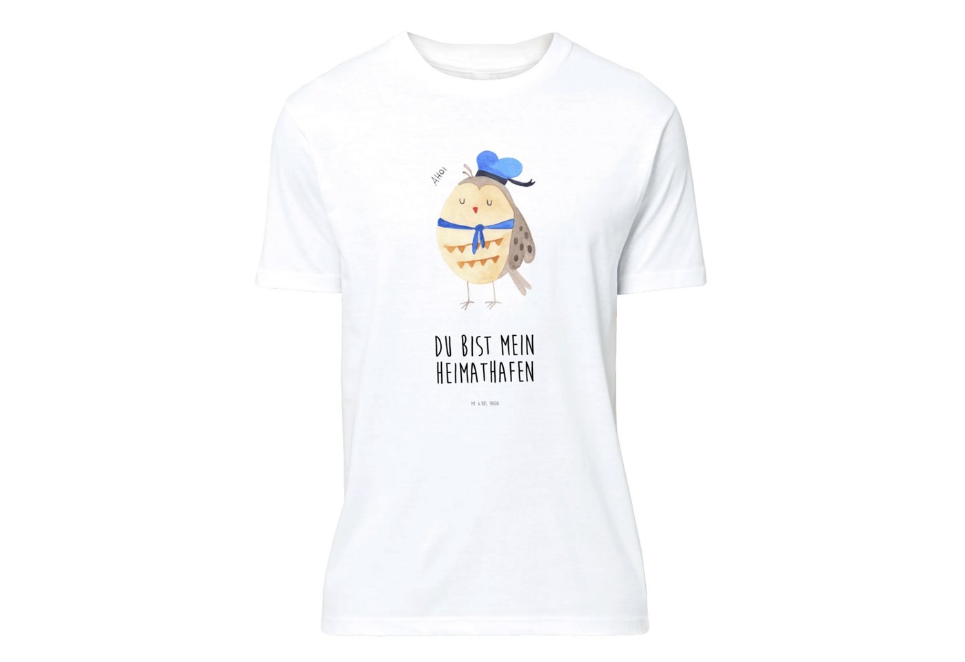 Mr. & Mrs. Panda T-Shirt Eule Matrose - Weiß - Geschenk, Jubiläum, Kapitän, Eule Spruch, Damen (Packung, 1-tlg., Größe L T-Shirt Eule Matrosen) von Mr. & Mrs. Panda