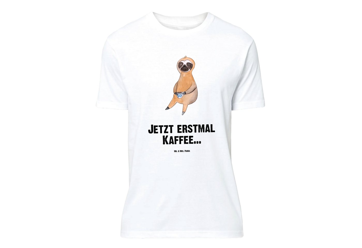 Mr. & Mrs. Panda T-Shirt Faultier Kaffee - Weiß - Geschenk, Party, Frauen, Faultier Geschenk, (Packung, 1-tlg., Größe L T-Shirt Faultier Kaffee) von Mr. & Mrs. Panda