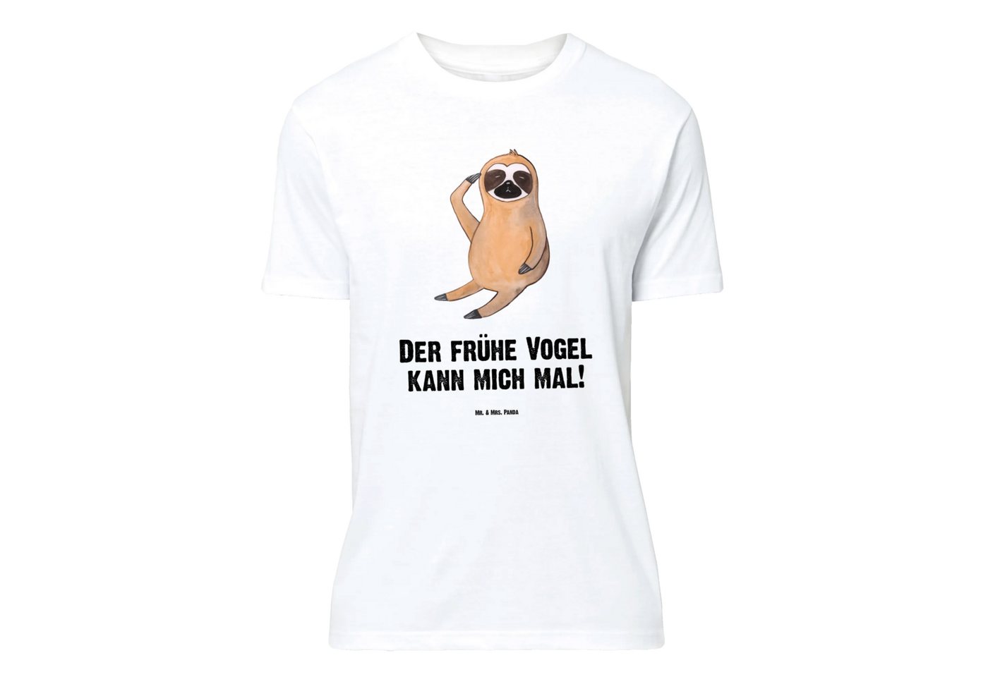 Mr. & Mrs. Panda T-Shirt Faultier Vogel - Weiß - Geschenk, genervt, Morgenmuffel, Frauen, Spin (Packung, 1-tlg., Größe L T-Shirt Faultier Vogel zeigen) von Mr. & Mrs. Panda