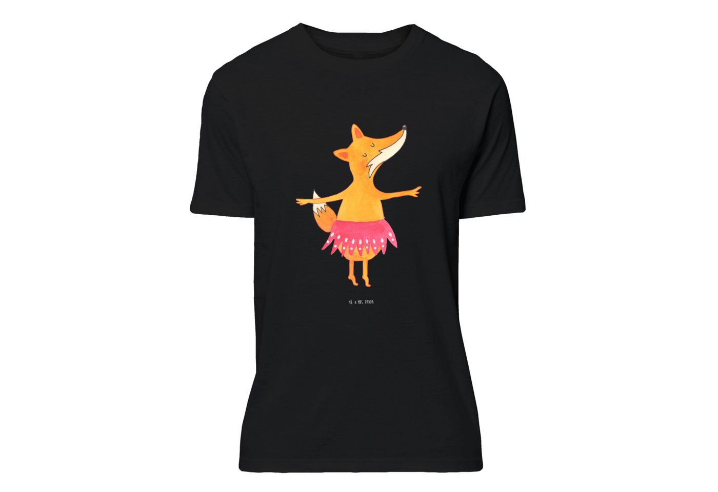 Mr. & Mrs. Panda T-Shirt Fuchs Ballerina - Schwarz - Geschenk, Shirt, Frauen, Herrn, Nachthemd (1-tlg) von Mr. & Mrs. Panda