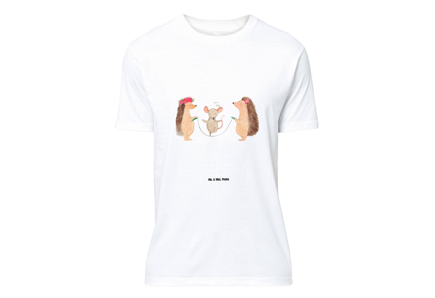 Mr. & Mrs. Panda T-Shirt Igel Seilhüpfen - Weiß - Geschenk, Lustiges T-Shirt, Damen, Kinder, T (1-tlg) von Mr. & Mrs. Panda