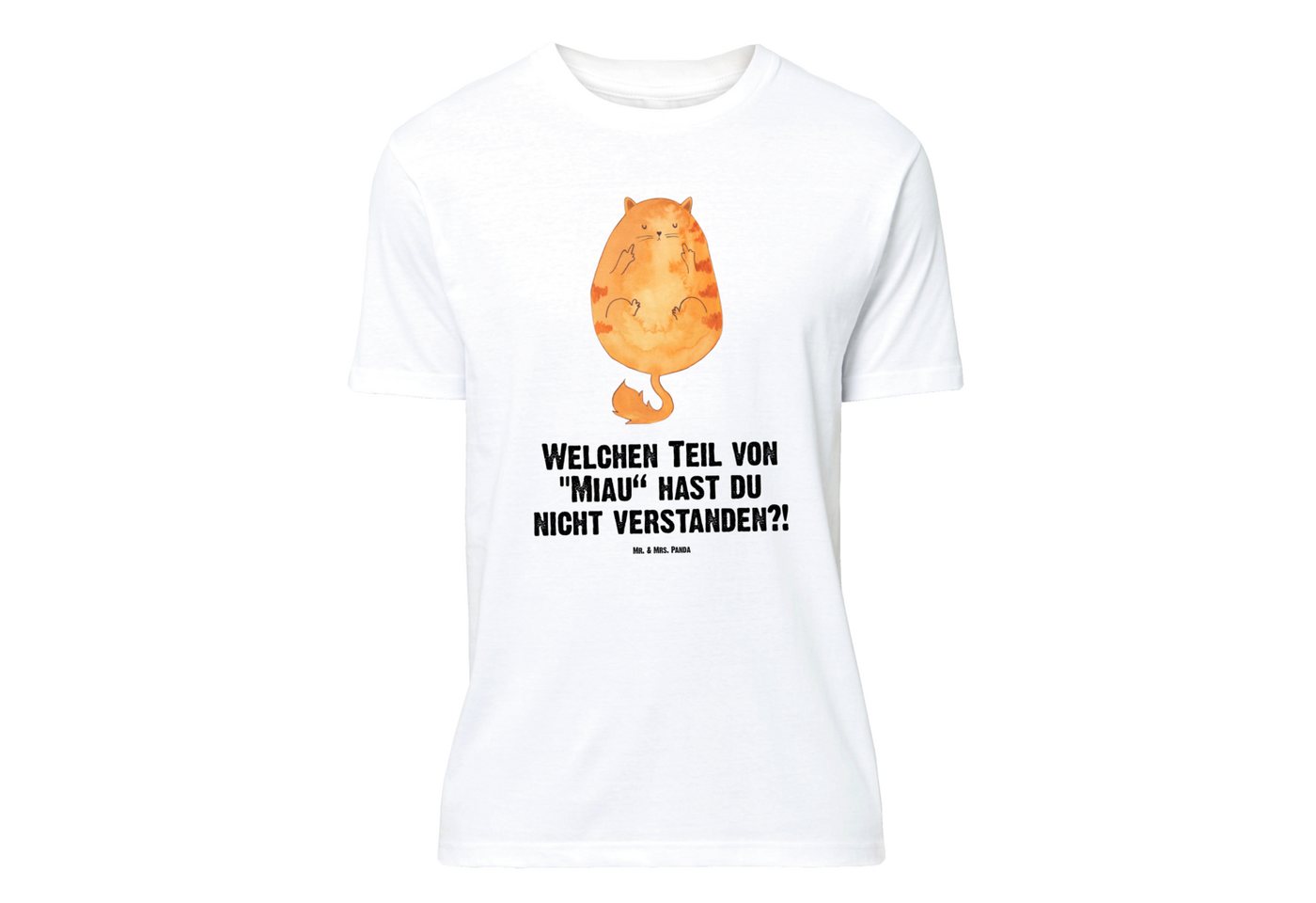 Mr. & Mrs. Panda T-Shirt Katze Mittelfinger, Größe M T-Shirt, Weiß, Herren, Junggesellenabschi (Packung, 1-tlg) von Mr. & Mrs. Panda