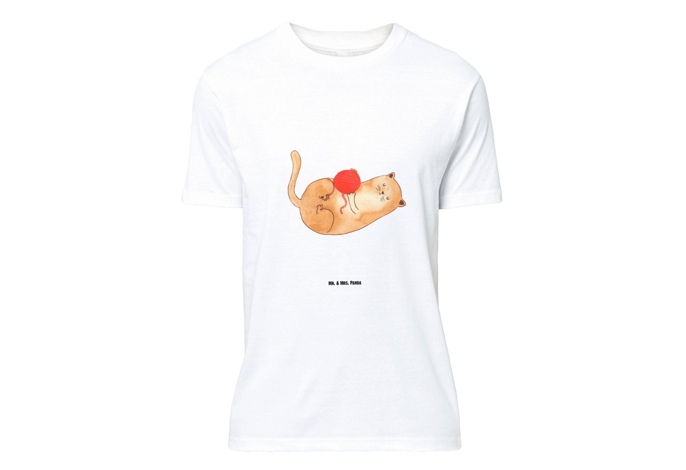 Mr. & Mrs. Panda T-Shirt Katze Wolle - Weiß - Geschenk, Schlafshirt, Herrn, Damen, Shirt, Woll (1-tlg) von Mr. & Mrs. Panda