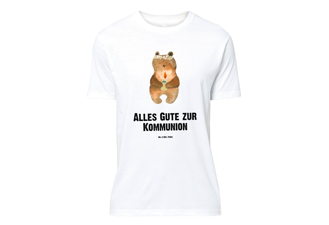 Mr. & Mrs. Panda T-Shirt Bär Kommunion - Weiß - Geschenk, Männer, Taufkerze, katholisch, Tshir (1-tlg) von Mr. & Mrs. Panda