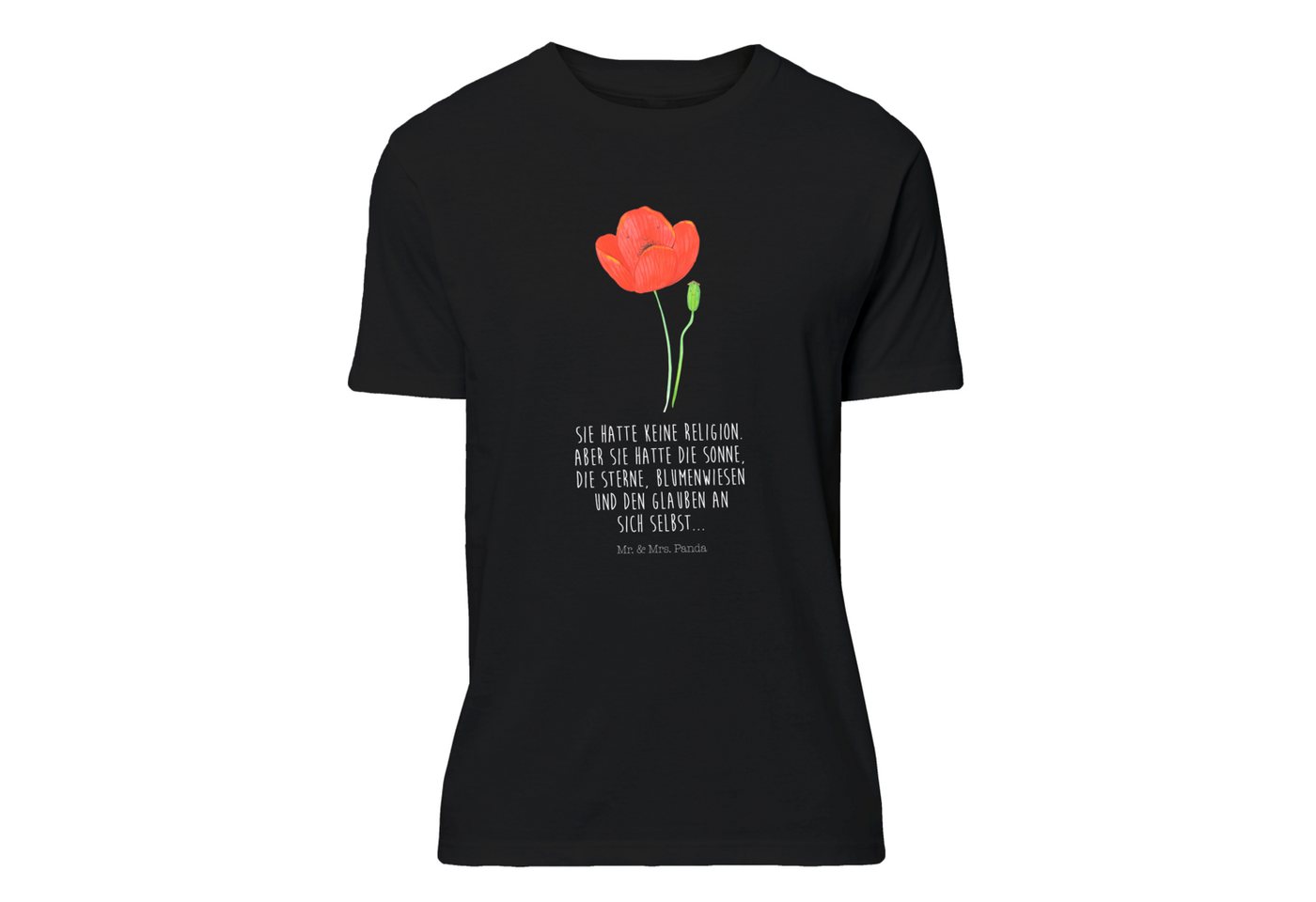 Mr. & Mrs. Panda T-Shirt Blume Mohnblume - Schwarz - Geschenk, Damen, Garten, Frühlings Deko, (Packung, 1-tlg., Größe XL T-Shirt Mohnblume) von Mr. & Mrs. Panda