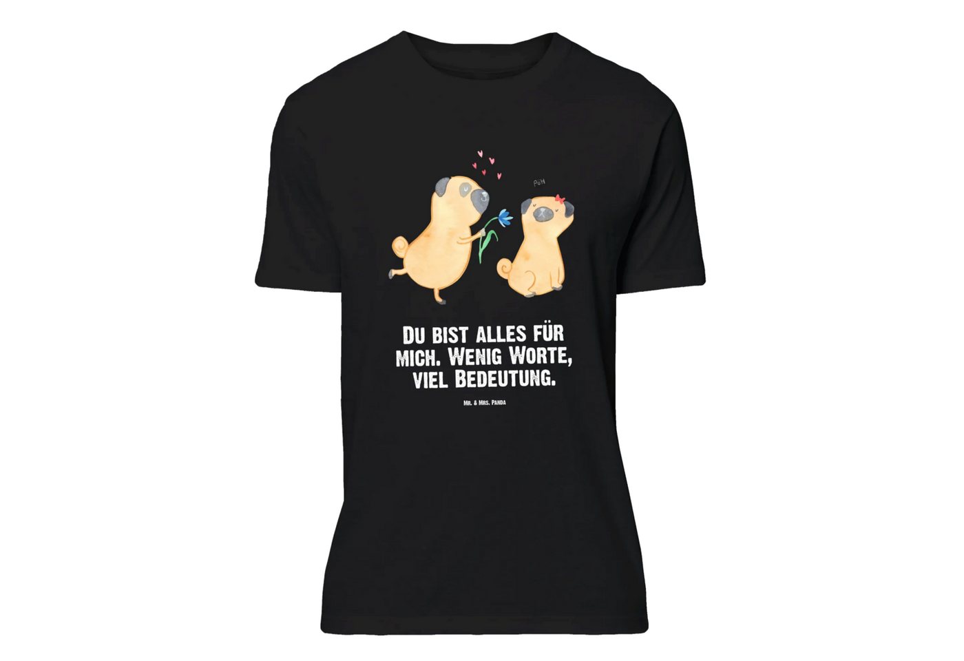 Mr. & Mrs. Panda T-Shirt Mops Verliebt - Schwarz - Geschenk, Hunderasse, Hund, Damen, Nachthem (Packung, 1-tlg., Größe XL T-Shirt Mops verliebt) von Mr. & Mrs. Panda