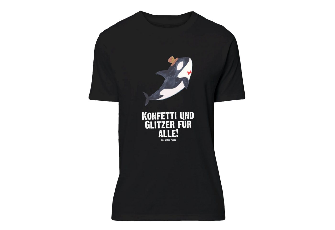 Mr. & Mrs. Panda T-Shirt Orca Zylinder - Schwarz - Geschenk, Frauen, Urlaub, Nachthemd, Meer, (Packung, 1-tlg., Größe S T-Shirt Orca Zylinder) von Mr. & Mrs. Panda