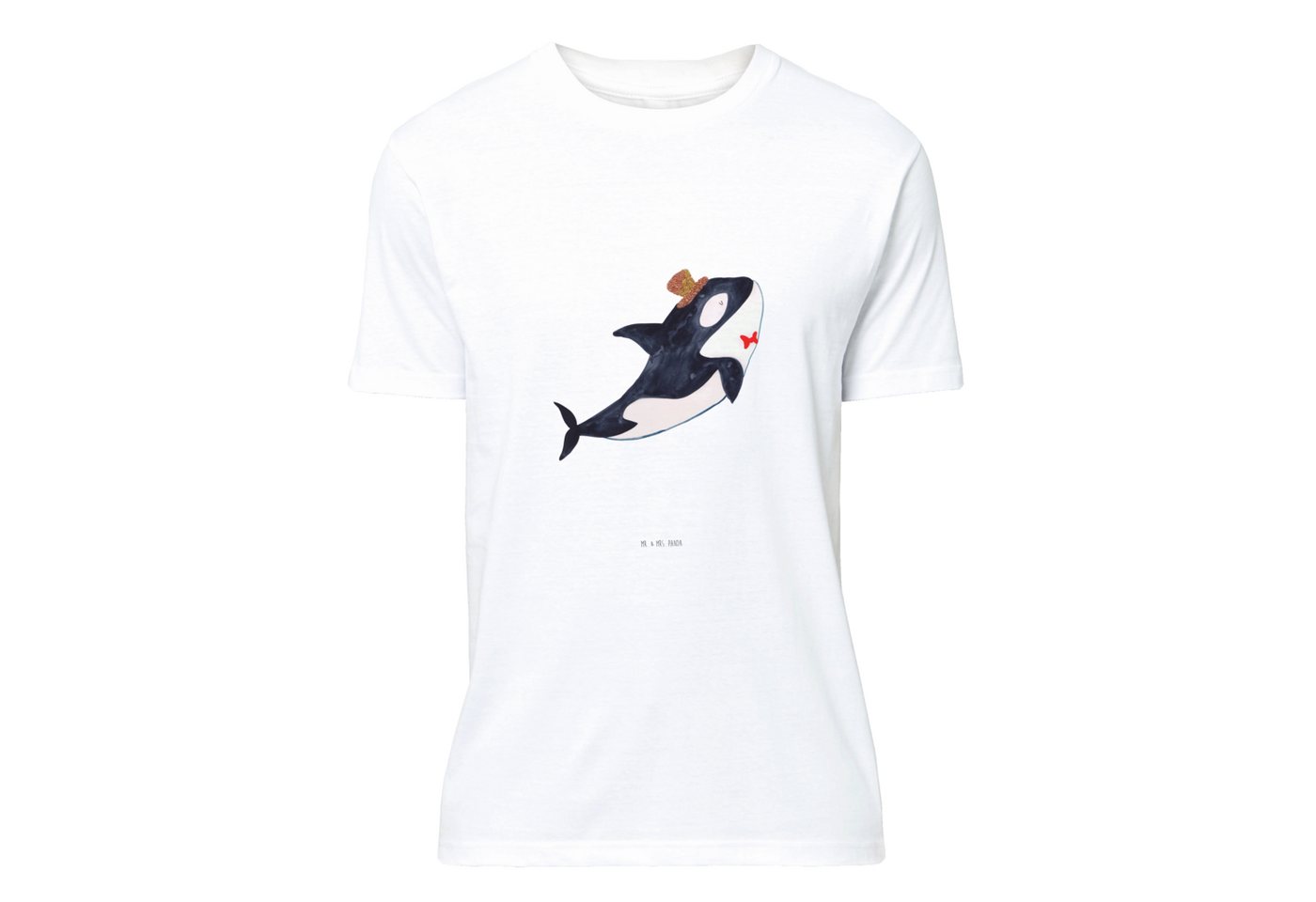 Mr. & Mrs. Panda T-Shirt Orca Zylinder - Weiß - Geschenk, Männer, Meer, Urlaub, T-Shirt mit Sp (1-tlg) von Mr. & Mrs. Panda