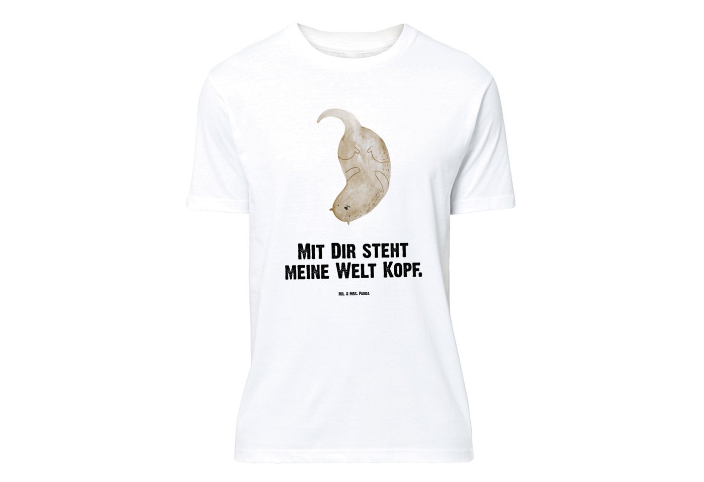 Mr. & Mrs. Panda T-Shirt Otter Kopfüber - Weiß - Geschenk, Party, Damen, Nachthemd, Otter Seeo (1-tlg) von Mr. & Mrs. Panda