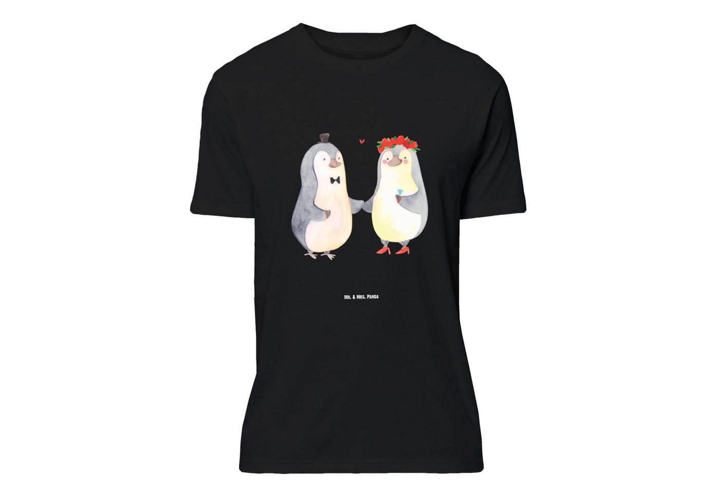 Mr. & Mrs. Panda T-Shirt Pinguin Heirat - Schwarz - Geschenk, Paar, Mann, Männer, Verlobung, P (1-tlg) von Mr. & Mrs. Panda