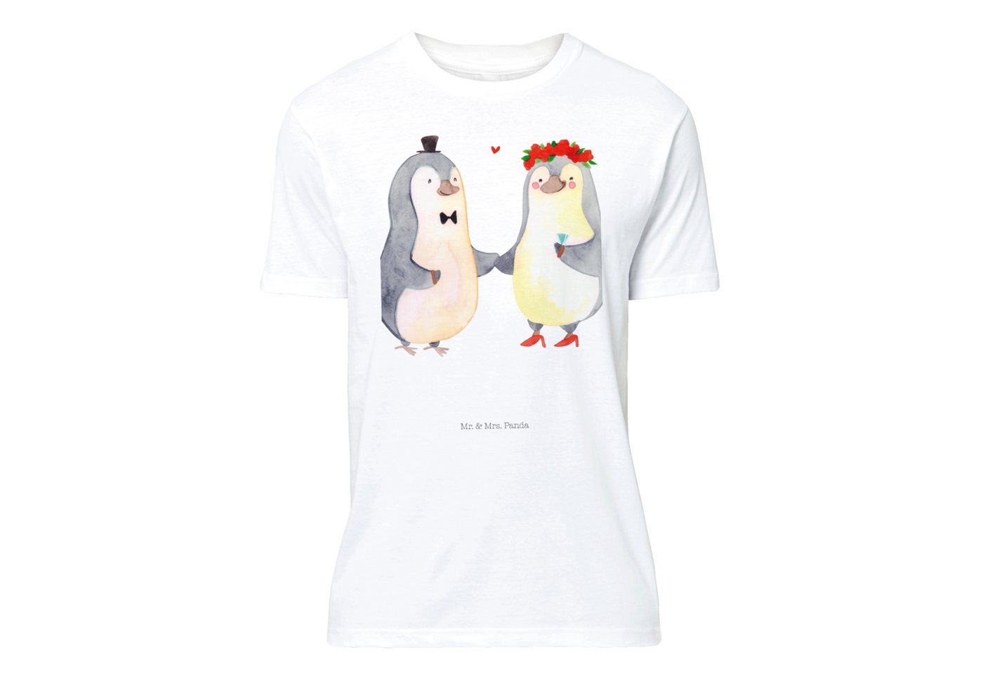 Mr. & Mrs. Panda T-Shirt Pinguin Heirat - Weiß - Geschenk, Braut, Partner, verliebt, Männer, H (1-tlg) von Mr. & Mrs. Panda