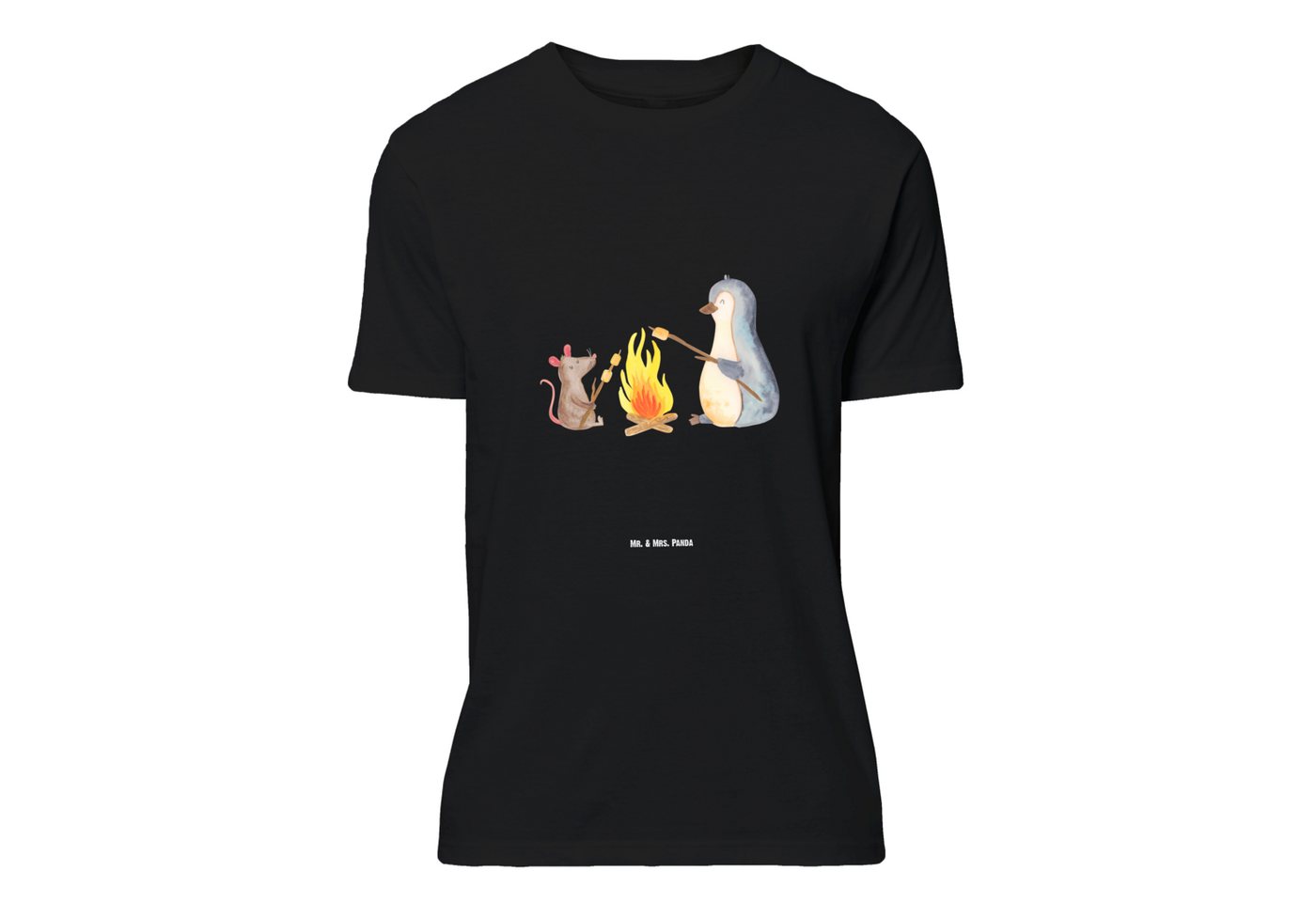 Mr. & Mrs. Panda T-Shirt Pinguin Lagerfeuer - Schwarz - Geschenk, Männer, grillen, Maus, Jungg (1-tlg) von Mr. & Mrs. Panda