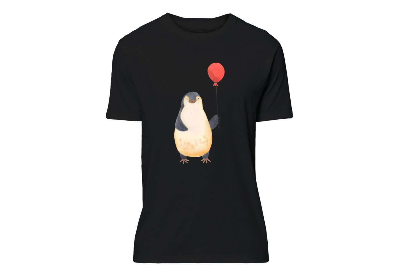 Mr. & Mrs. Panda T-Shirt Pinguin Luftballon - Schwarz - Geschenk, T-Shirt, Schlafshirt, Kind, (1-tlg) von Mr. & Mrs. Panda