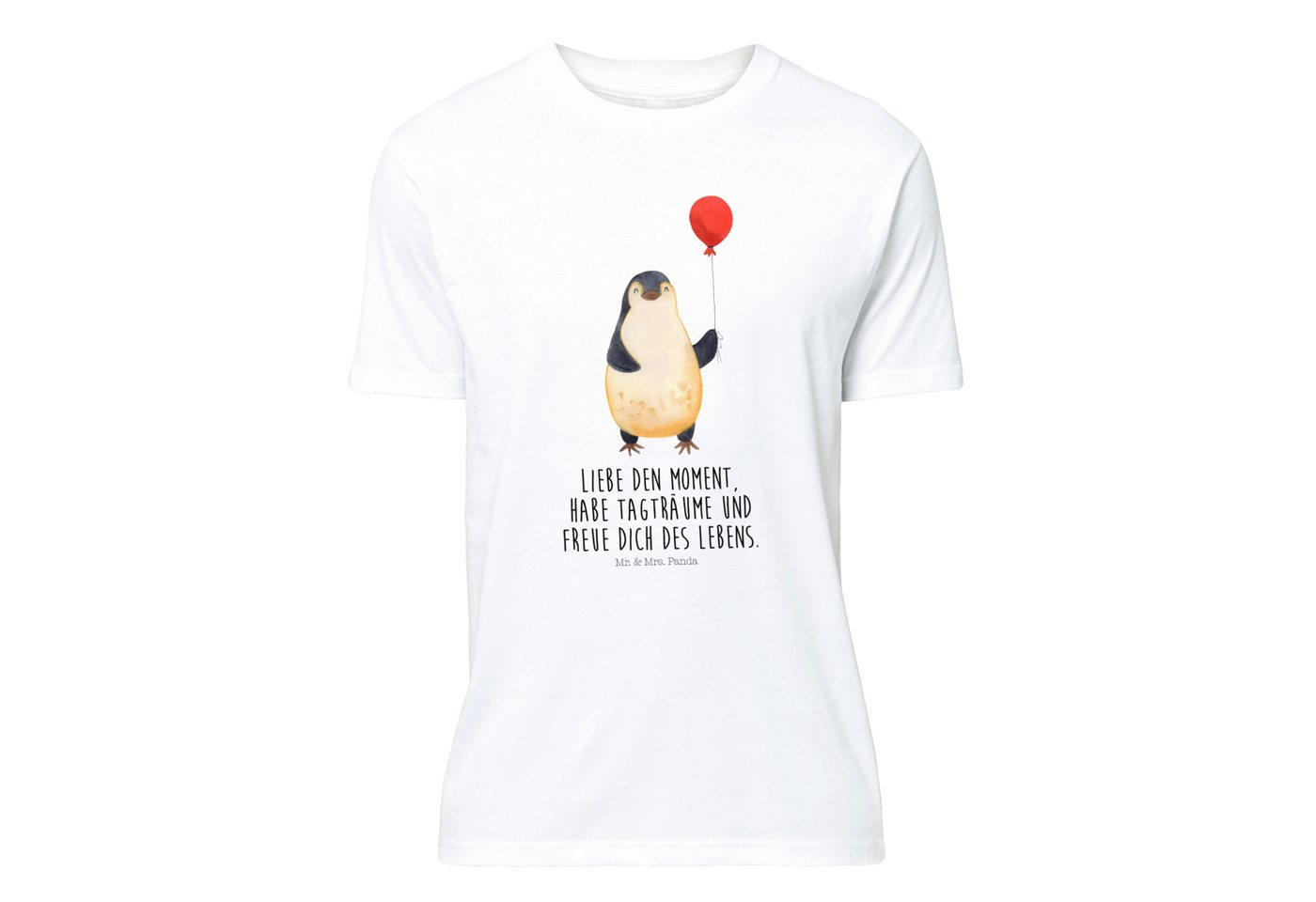 Mr. & Mrs. Panda T-Shirt Pinguin Luftballon - Weiß - Geschenk, Männer, T-Shirt, Herrn, Shirt, (1-tlg) von Mr. & Mrs. Panda