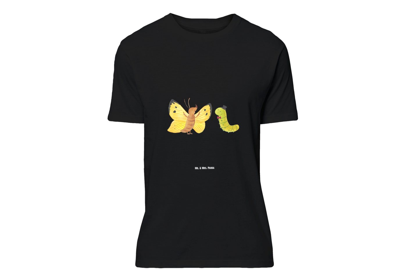 Mr. & Mrs. Panda T-Shirt Raupe Schmetterling, Größe XL T-Shirt, Schwarz, Schmetterling, Damen, (Packung, 1-tlg) von Mr. & Mrs. Panda