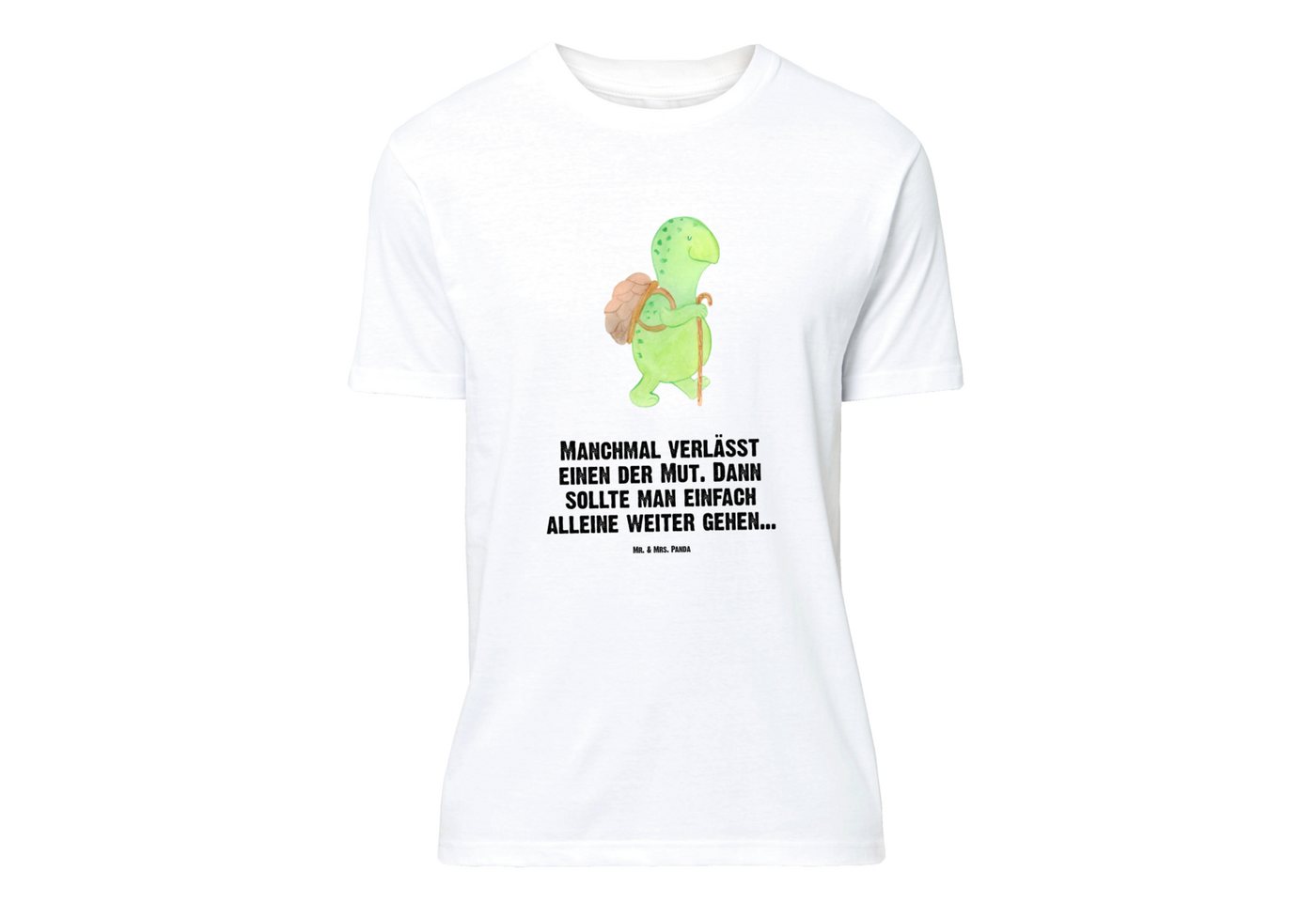 Mr. & Mrs. Panda T-Shirt Schildkröte Wanderer, Größe S T-Shirt, Weiß, Rucksack, Damen, Jubiläu (Packung, 1-tlg) von Mr. & Mrs. Panda