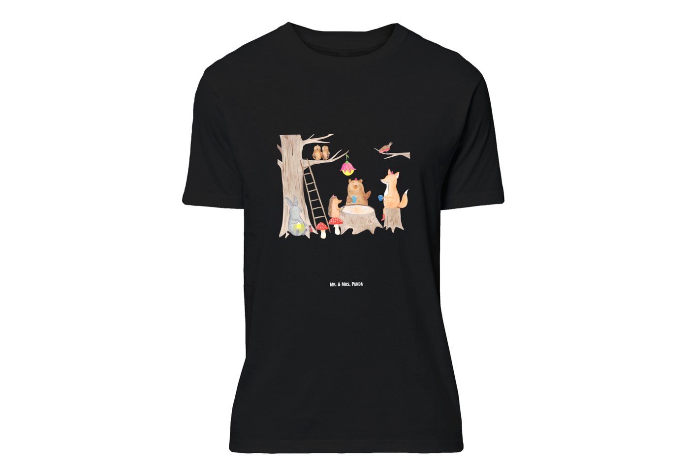 Mr. & Mrs. Panda T-Shirt Waldtiere Picknick, Größe XXL T-Shirt, Schwarz, Jubiläum, Damen, Eich (Packung, 1-tlg) von Mr. & Mrs. Panda