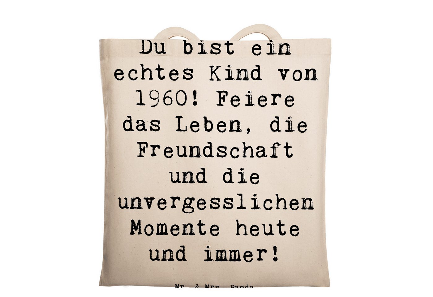 Mr. & Mrs. Panda Tragetasche Spruch 1960 Geburtstag Kind - Transparent - Geschenk, Rückblick 1960, (1-tlg) von Mr. & Mrs. Panda