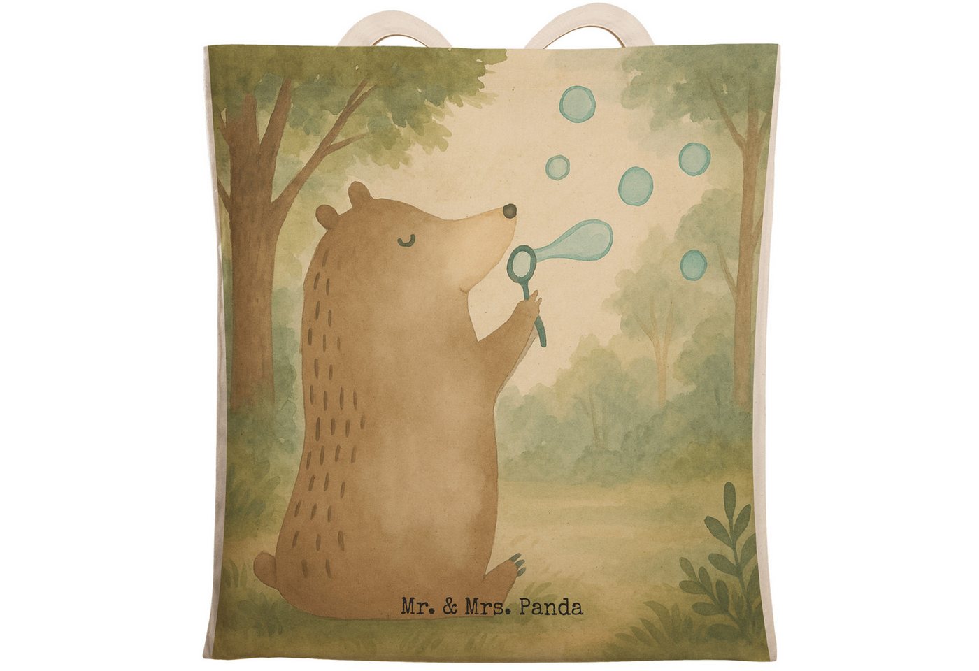 Mr. & Mrs. Panda Tragetasche Bär Seifenblasen Design, Beutel, Weiß, Strandtasche, Schultertasche, (Packung, 1-tlg) von Mr. & Mrs. Panda