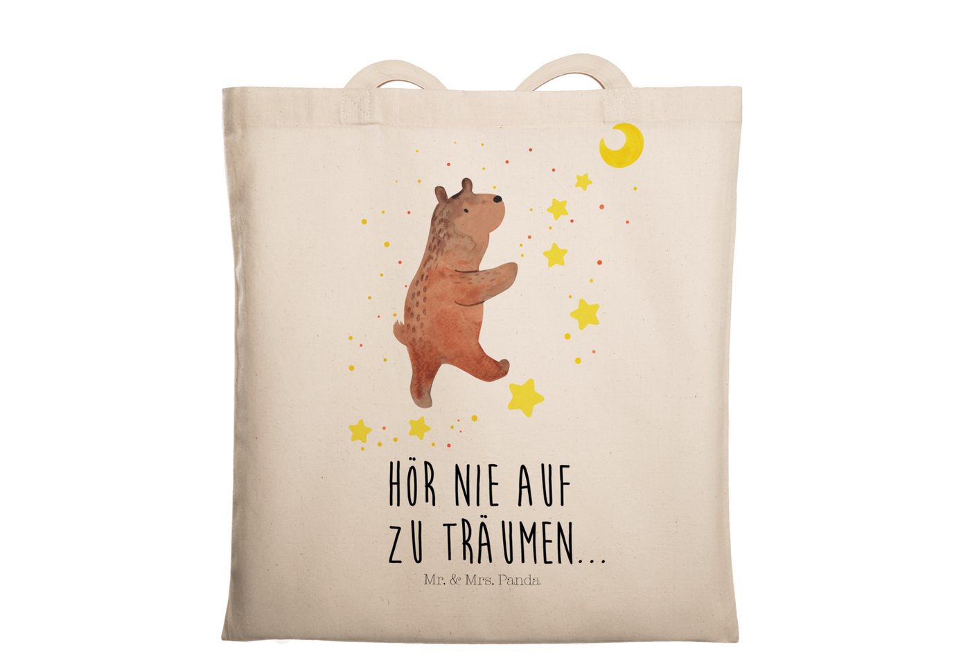 Mr. & Mrs. Panda Tragetasche Bär Träume - Transparent - Geschenk, Beuteltasche, Teddybär, Jutebeut (1-tlg), Lange Tragegriffe von Mr. & Mrs. Panda