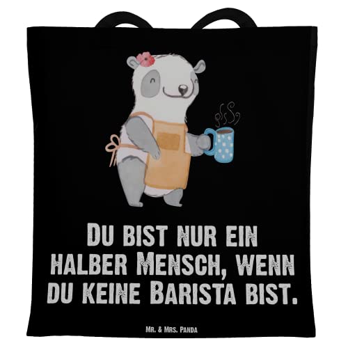 Mr. & Mrs. Panda Tragetasche Barista mit Herz - Geschenk, Danke, Beutel, Eröffnung Cafe, Stoffbeutel, Rente, Kakao, Einkaufstasche, Schenken, von Mr. & Mrs. Panda