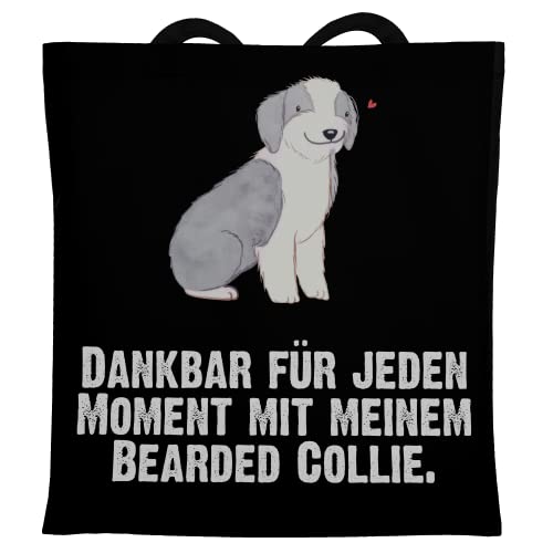 Mr. & Mrs. Panda Tragetasche Bearded Collie Moment - Geschenk, Schenken, Jutebeutel, britischer Hütehund, Tierfreund, Hundebesitzer, Stoffbeutel, von Mr. & Mrs. Panda