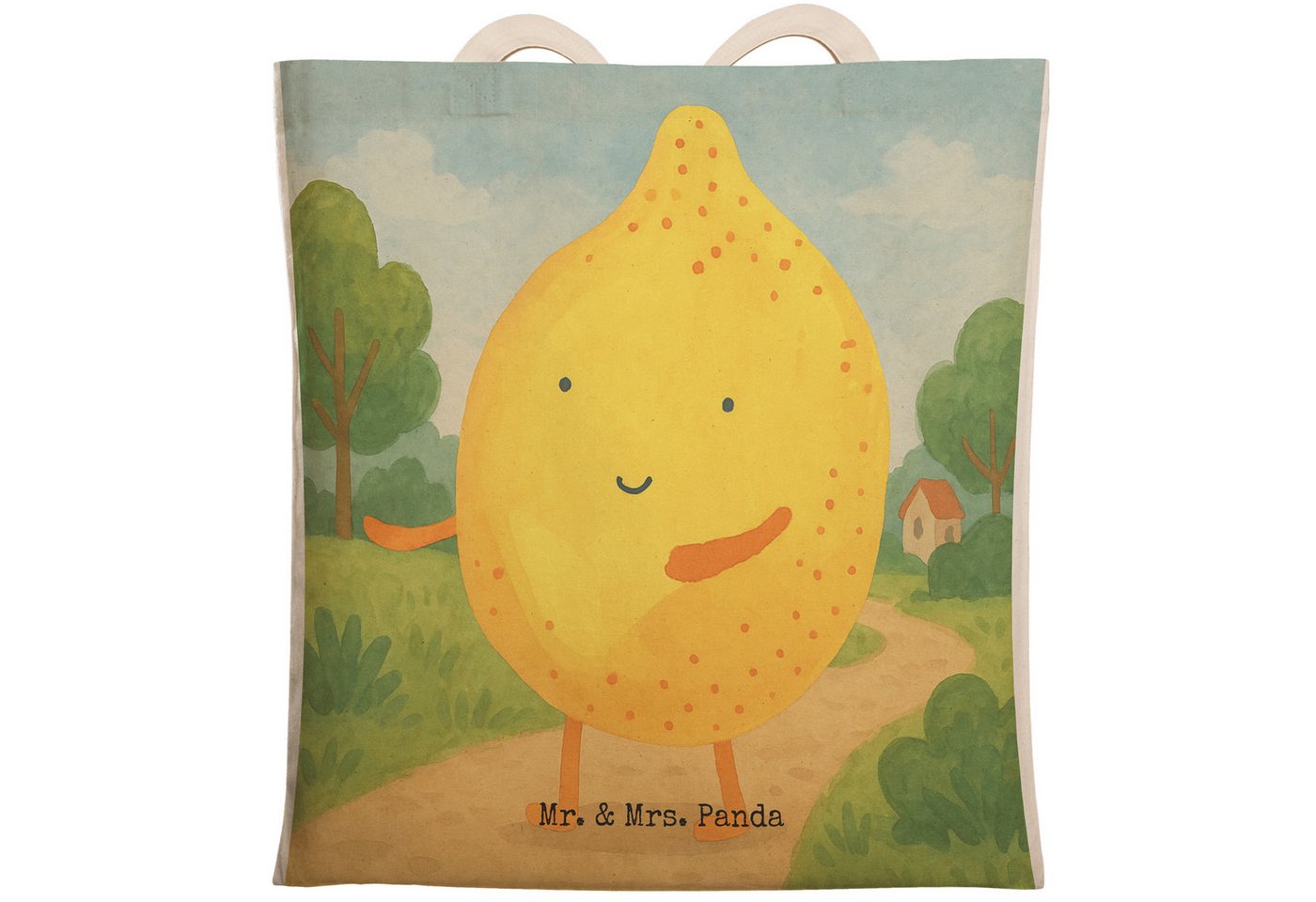 Mr. & Mrs. Panda Tragetasche Beste Freunde Zitrone Design, Umhängetasche, Weiß, Schultertasche, Be (Packung, 1-tlg) von Mr. & Mrs. Panda