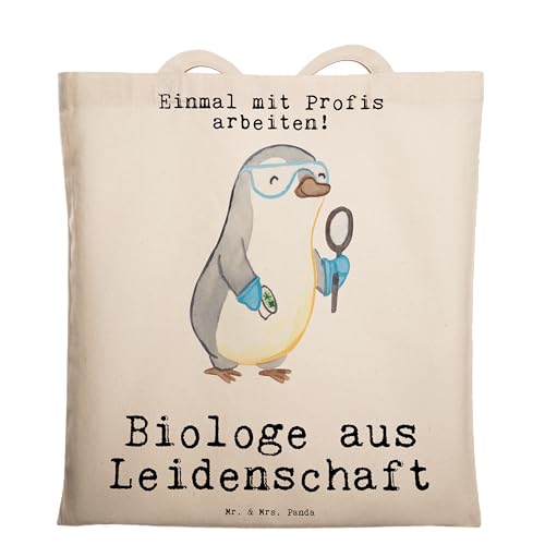 Mr. & Mrs. Panda Tragetasche Biologe aus Leidenschaft - Geschenk, Mitarbeiter, Labor, Biologie, Einkaufstasche, Jutebeutel, Jubiläum, Dankeschön, von Mr. & Mrs. Panda