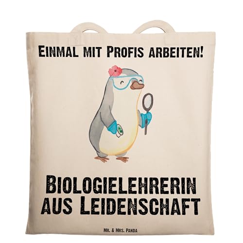 Mr. & Mrs. Panda Tragetasche Biologielehrerin aus Leidenschaft - Geschenk, Biounterricht, Beuteltasche, Grundschule, Rente, Kollege, Schule, von Mr. & Mrs. Panda