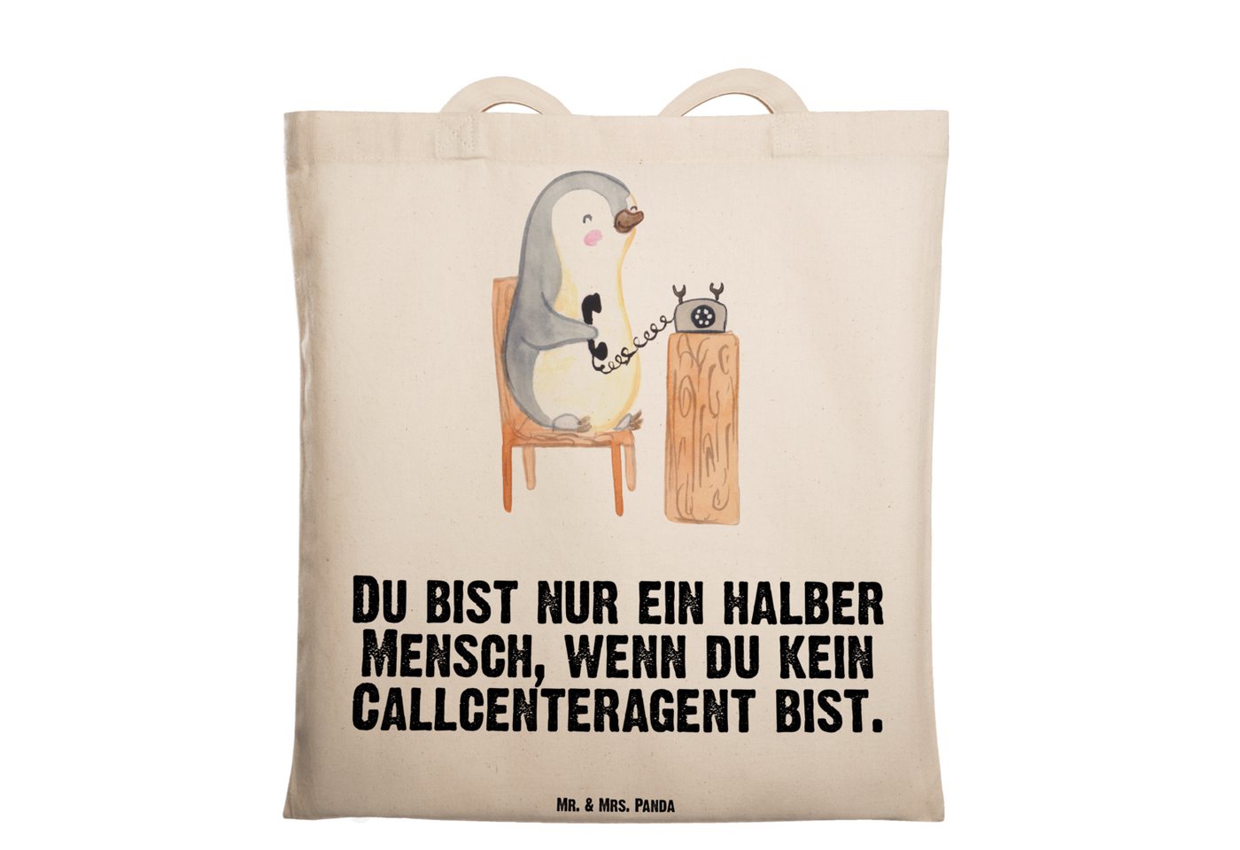 Mr. & Mrs. Panda Tragetasche Callcenteragent Herz - Transparent - Geschenk, Schenken, backoffice m (1-tlg), Modisches Design von Mr. & Mrs. Panda