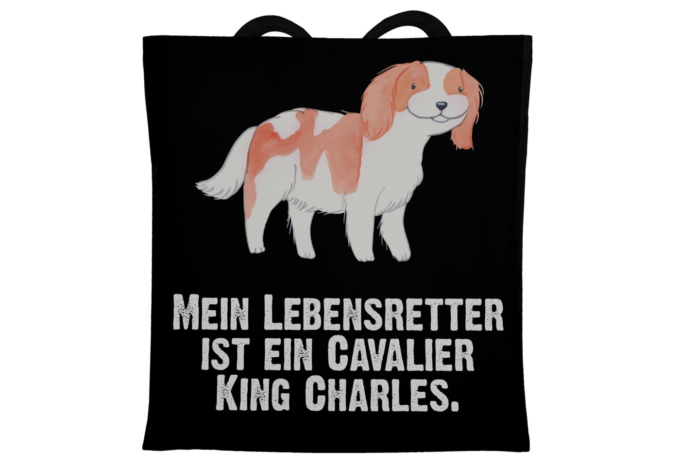 Mr. & Mrs. Panda Tragetasche Cavalier King Charles Spaniel Lebensretter - Schwarz - Geschenk, Hund (1-tlg), Lange Tragegriffe von Mr. & Mrs. Panda