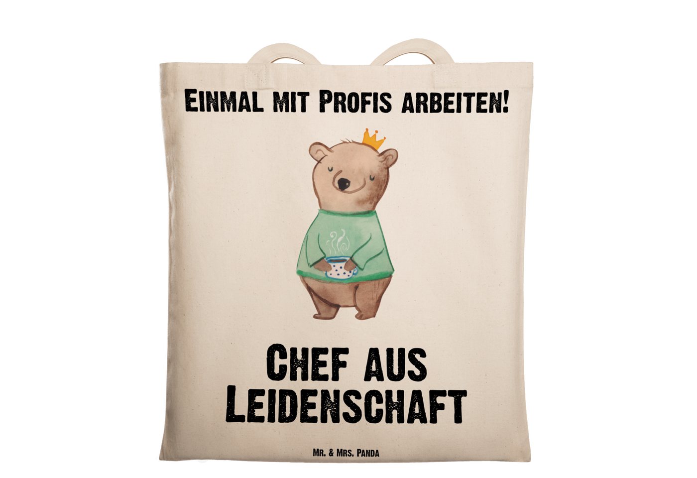 Mr. & Mrs. Panda Tragetasche Chef Leidenschaft - Transparent - Geschenk, Beutel, Führungskraft, Au (1-tlg), Lange Tragegriffe von Mr. & Mrs. Panda