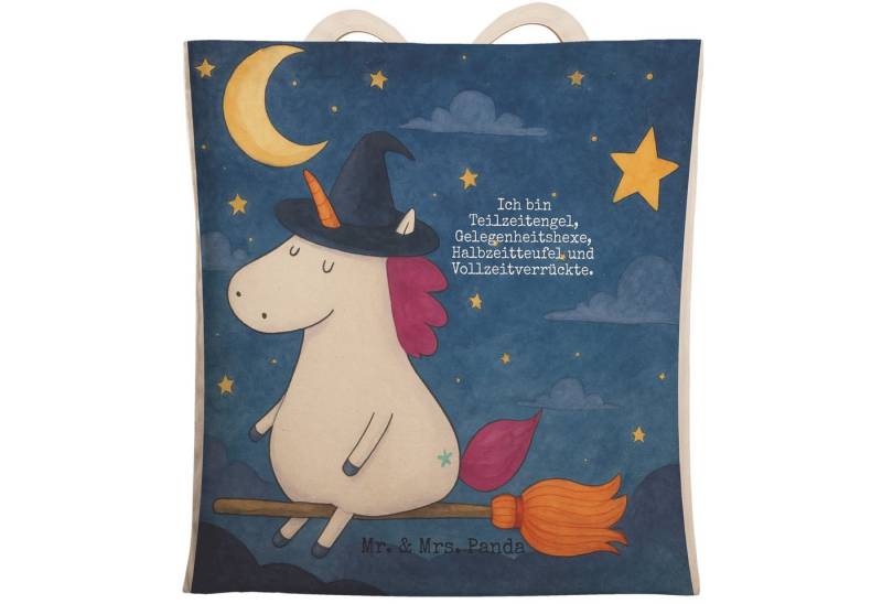 Mr. & Mrs. Panda Tragetasche Einhorn Hexe Design, Umhängetasche, Weiß, Shopper, Frau, Strandtasche (Packung, 1-tlg) von Mr. & Mrs. Panda