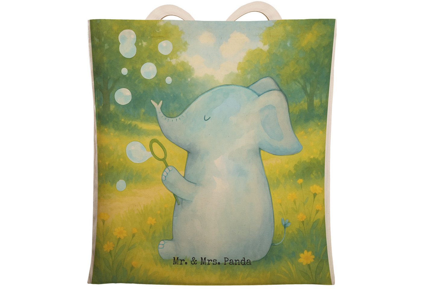 Mr. & Mrs. Panda Tragetasche Elefant Seifenblasen Design, Schultertasche, Weiß, shopping bag, Shop (Packung, 1-tlg) von Mr. & Mrs. Panda