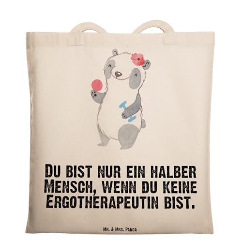 Mr. & Mrs. Panda Tragetasche Ergotherapeutin mit Herz - Geschenk, Stoffbeutel, Mitarbeiter, Ausbildung, Gymnastik, Rente, Jutebeutel, Ergotherapie, von Mr. & Mrs. Panda