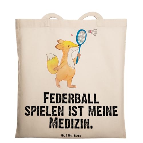 Mr. & Mrs. Panda Tragetasche Federball spielen Medizin - Geschenk, Jutebeutel, Beutel, Stoffbeutel, Einkaufstasche, Sport, Beuteltasche, von Mr. & Mrs. Panda