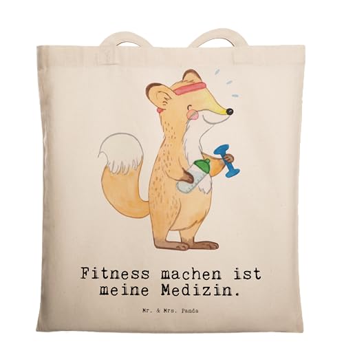 Mr. & Mrs. Panda Tragetasche Fitness Medizin - Geschenk, Jutebeutel, Stoffbeutel, Sport treiben, Sport, Dankeschön, Fitnessstudio, von Mr. & Mrs. Panda