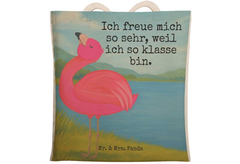 Mr. & Mrs. Panda Tragetasche Flamingo Stolz Design, Schultertasche, Weiß, Einkaufstasche, Schulter (Packung, 1-tlg) von Mr. & Mrs. Panda