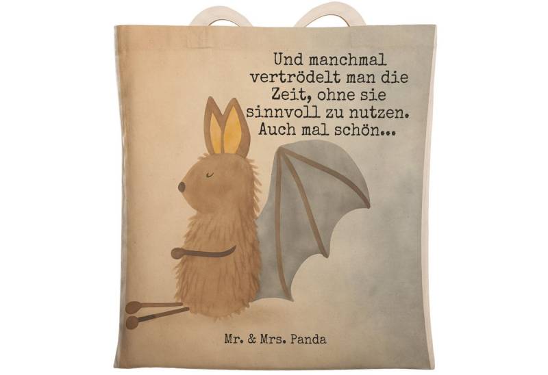 Mr. & Mrs. Panda Tragetasche Fledermaus Sitzen Design, Schultertasche, Weiß, Stofftragetasche, Fle (Packung, 1-tlg) von Mr. & Mrs. Panda
