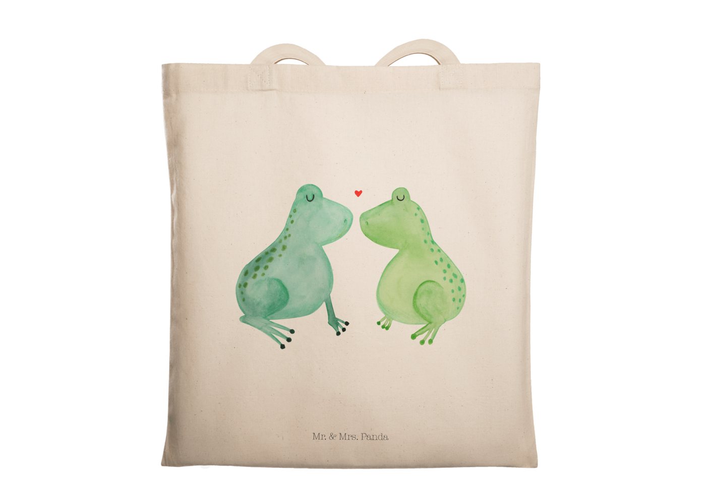 Mr. & Mrs. Panda Tragetasche Frosch Liebe - Transparent - Geschenk, Stoffbeutel, Partner, Einkaufs (1-tlg), Modisches Design von Mr. & Mrs. Panda