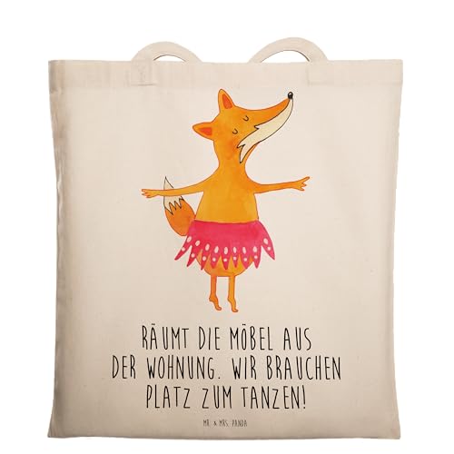 Mr. & Mrs. Panda Tragetasche Fuchs Ballerina - Geschenk, Stoffbeutel, rosa Tütü, Füchse, tanzen, Ballett, Beuteltasche, Beutel, Einkaufstasche, von Mr. & Mrs. Panda