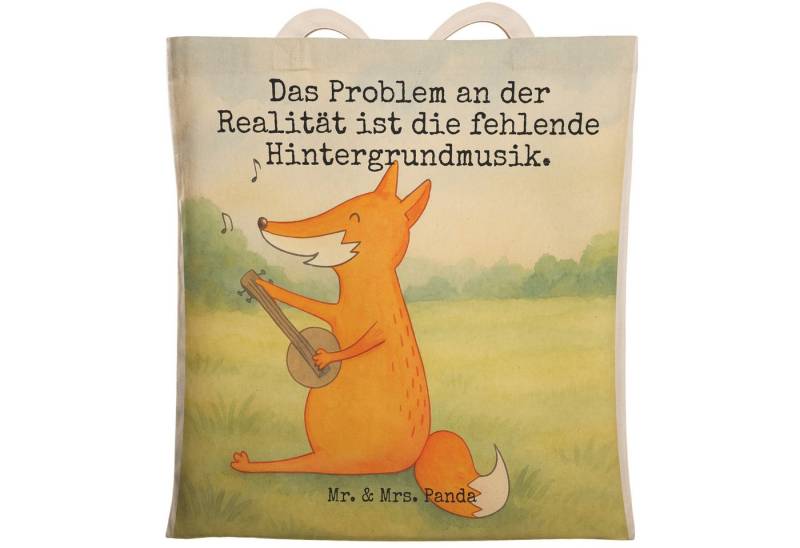Mr. & Mrs. Panda Tragetasche Fuchs Gitarre Design, Schultertasche, Weiß, Musik, Stofftasche, Stoff (Packung, 1-tlg) von Mr. & Mrs. Panda