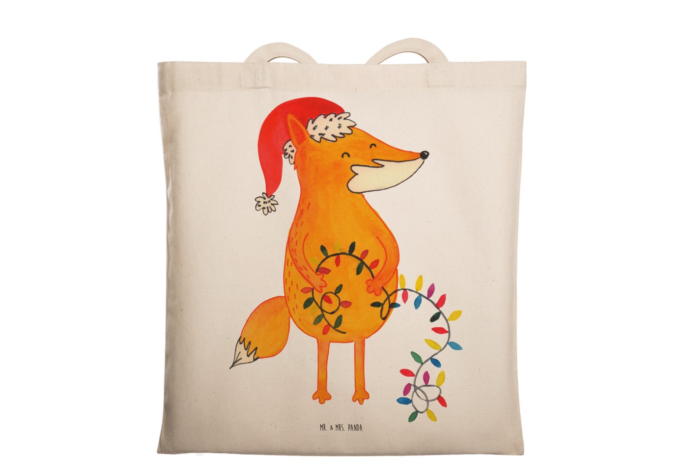 Mr. & Mrs. Panda Tragetasche Fuchs Weihnachten - Weiß - Geschenk, Nikolaus, Winter, Schultertasche (Packung, 1-tlg., Tragetasche Fuchs Weihnachten), Emotionale Sprüche von Mr. & Mrs. Panda