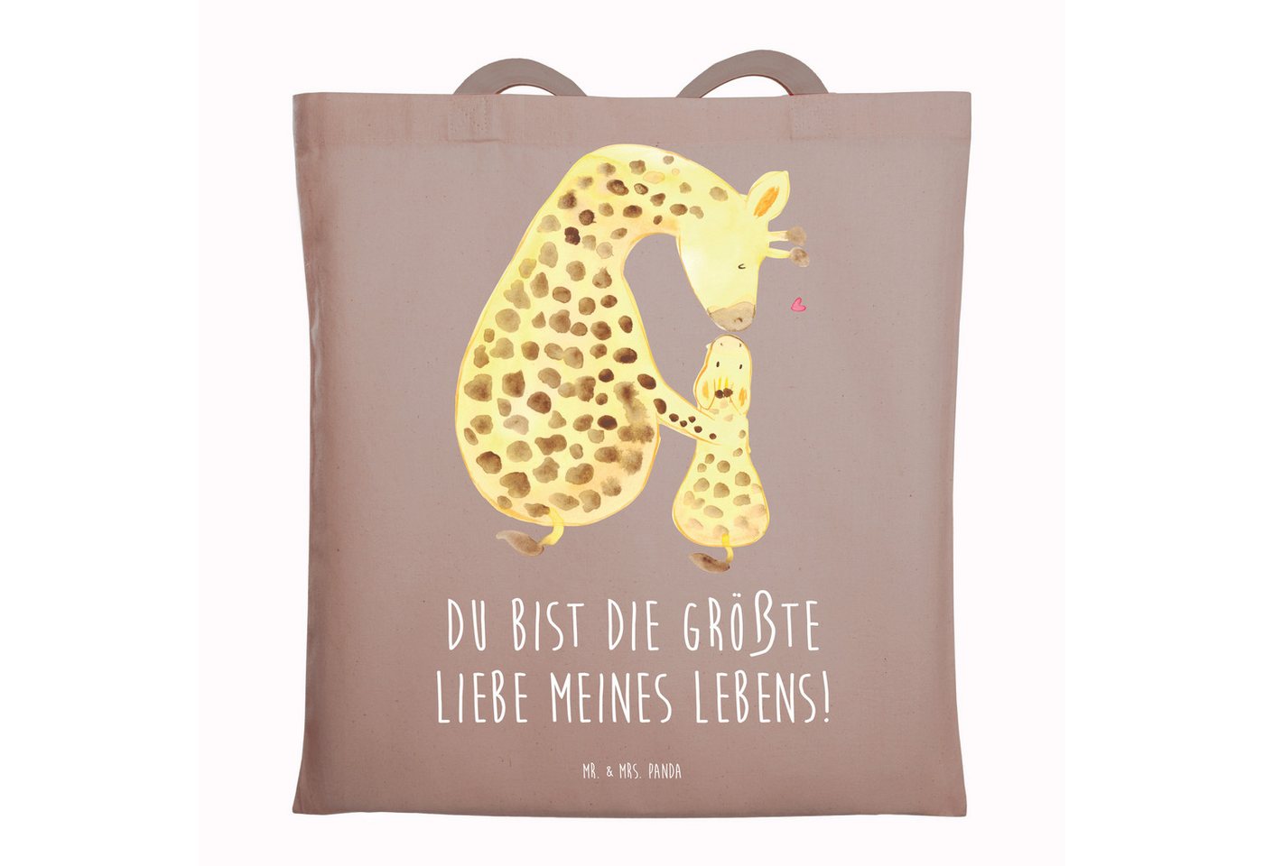 Mr. & Mrs. Panda Tragetasche Giraffe Kind - Braun Pastell - Geschenk, Mutter, Lieblingsmensch, Beu (1-tlg), Modisches Design von Mr. & Mrs. Panda