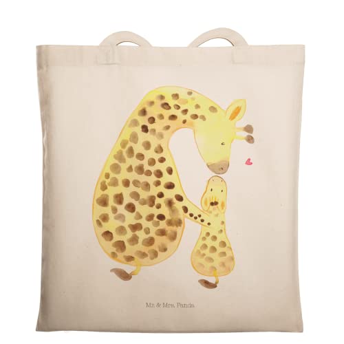 Mr. & Mrs. Panda Tragetasche Giraffe mit Kind - Geschenk, Jutebeutel, Mama, Afrika, Einkaufstasche, Sohn, Beuteltasche, Wildtiere, Lieblingsmensch, von Mr. & Mrs. Panda