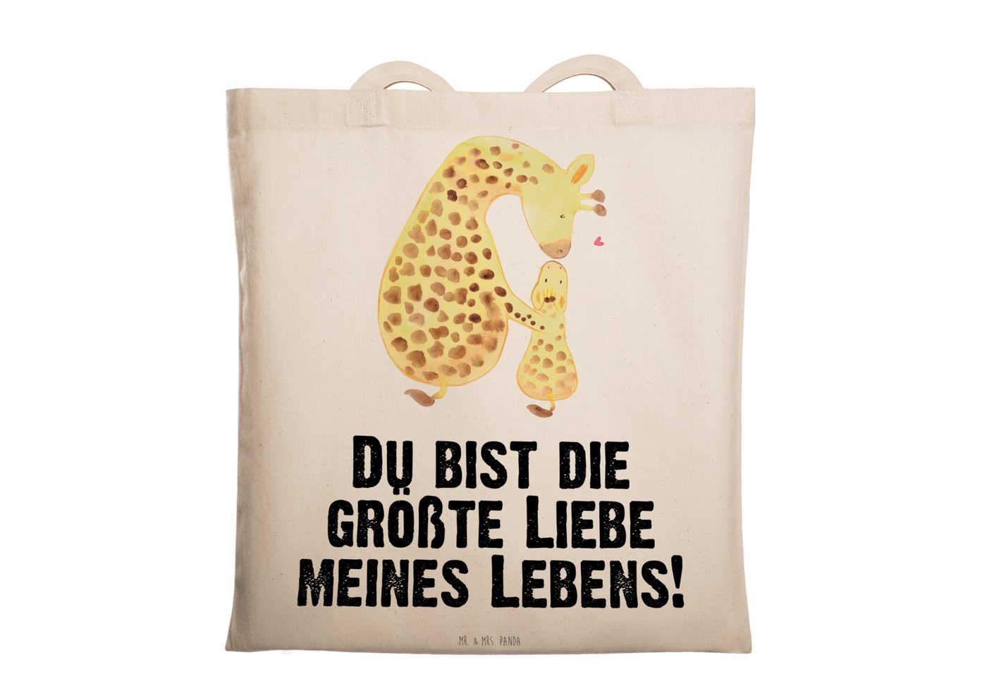 Mr. & Mrs. Panda Tragetasche Giraffe Kind - Transparent - Geschenk, Tochter, Lieblingsmensch, Wild (1-tlg), Lange Tragegriffe von Mr. & Mrs. Panda